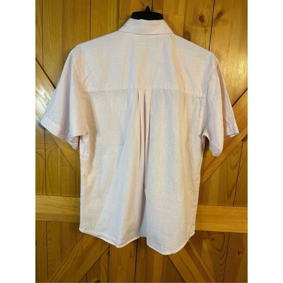 David Brooks short sleeve pink linen blend button up blouse size 10 (8384) - Picture 5 of 5